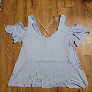Womens Periwinkle Moa Moa Cold Shoulder Top Sz XL